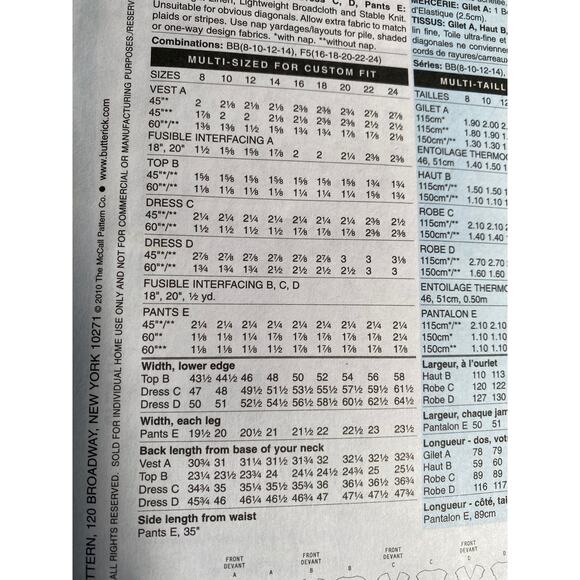 Butterick Sewing pattern 5501 top pants dress vest sz 8 10 12 14 - Picture 5 of 7